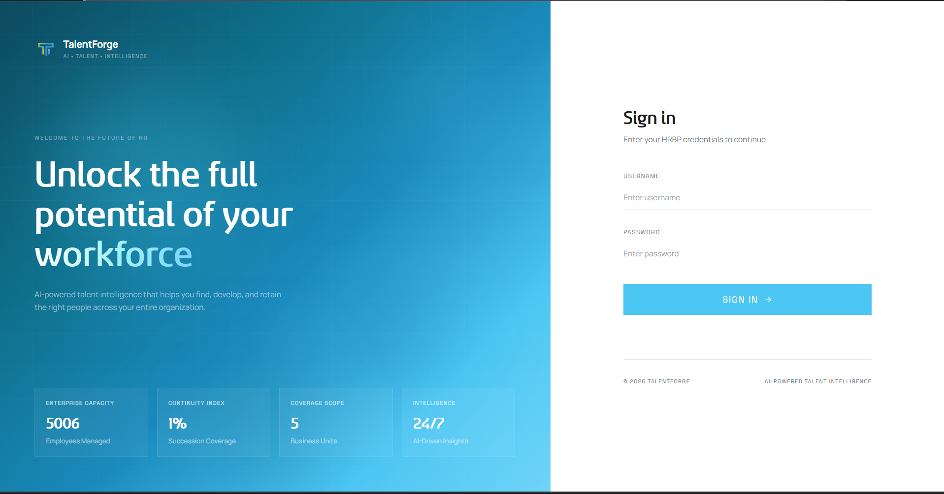 Login page